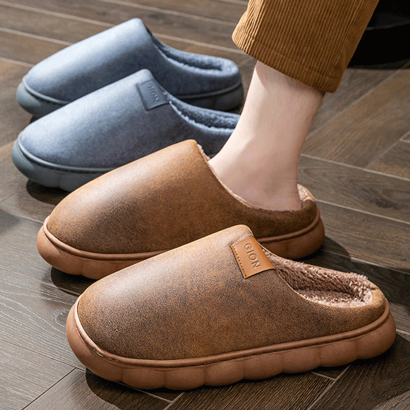 Men's Home Slippers Winter Warm Fleece Shoes Indoor Bedroom Floor Plush Slippers For Women Couple