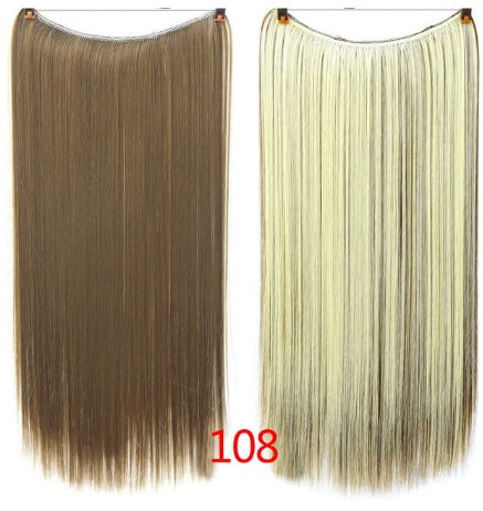 24" Invisible Wire No Clips In Hair Extensions Secret Fish Line Hairpieces Synthetic Straight Wavy Hair Extensions