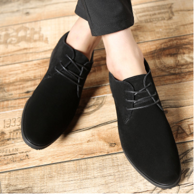 Winter, suede, low-cut men's shoes, business sanding, top layer, leather, breathable and velvet leather shoes, England