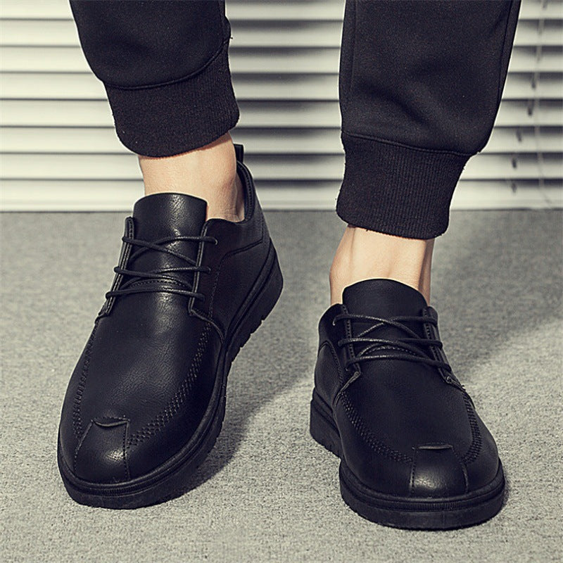 Men's casual black leather shoes