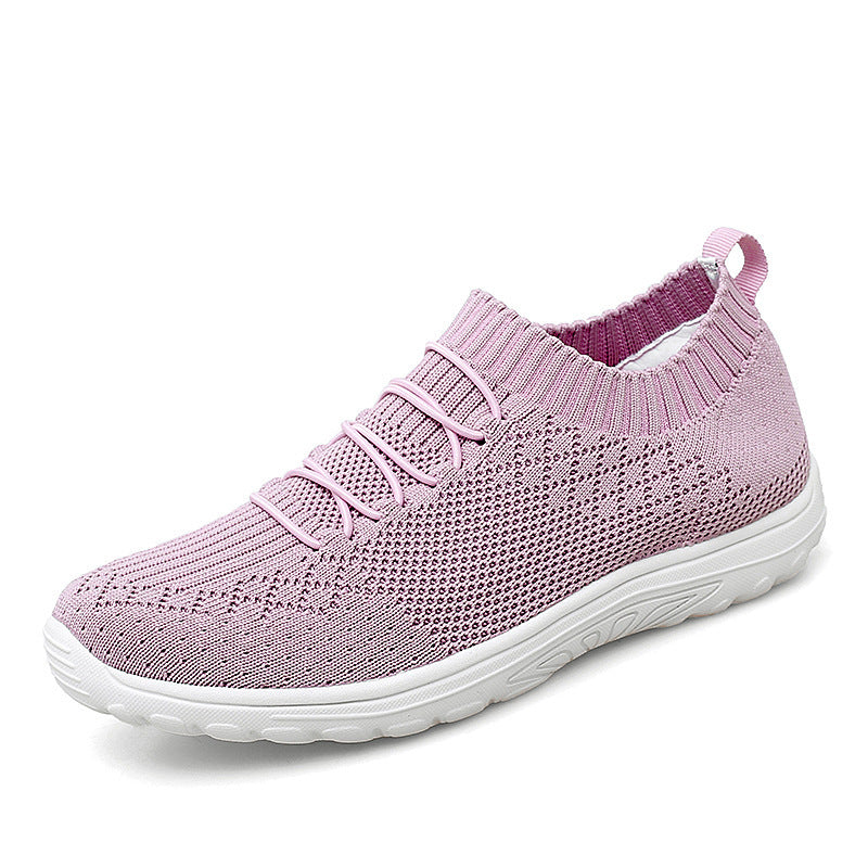 Ladies Flying Woven Mesh Shoes Plus Size Casual Sneakers