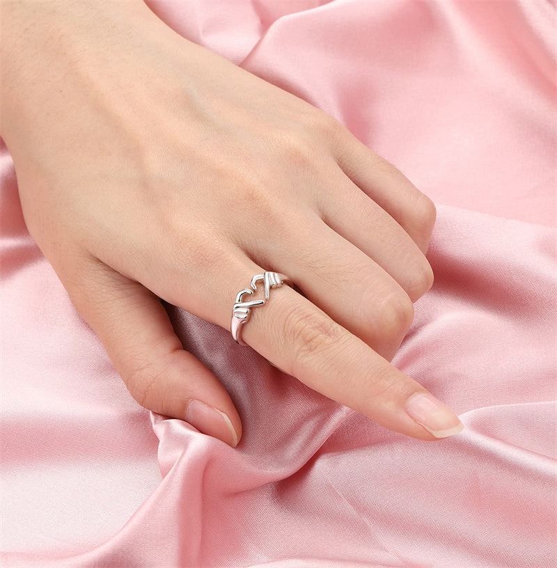 Romantic Heart Hand Hug Fashion Ring For Women Couple Jewelry Silver Color Punk Gesture Wedding Men Finger Accessories Gifts