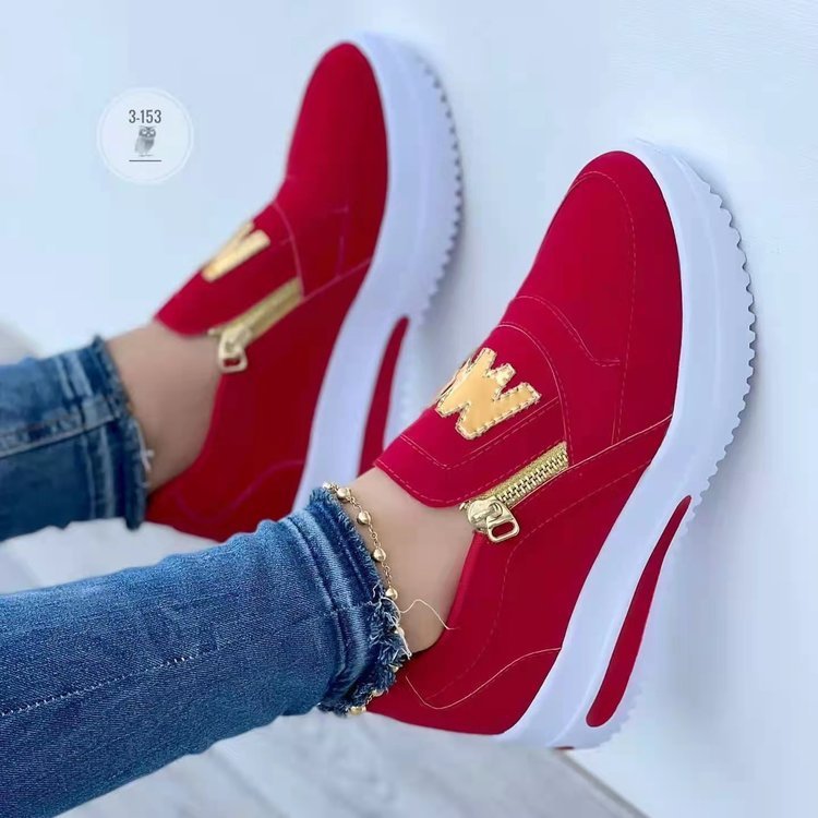 Oversized Sports Shoes With Muffin Flat Side Zipper