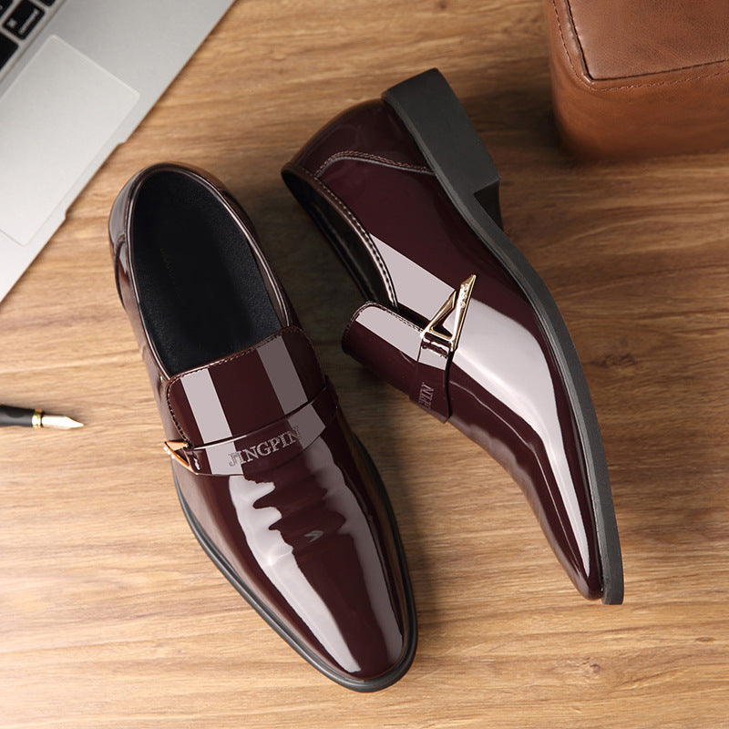 Men's Business Pointed Toe Breathable Patent Leather Shoes