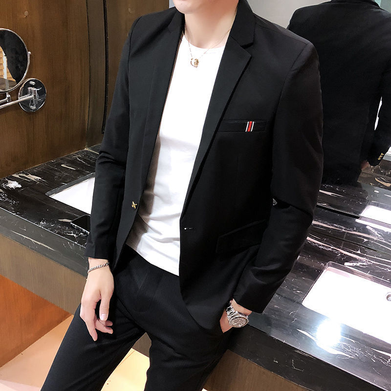 Spring Men Korean Style Slim Fit Popular Single Leisure Suit