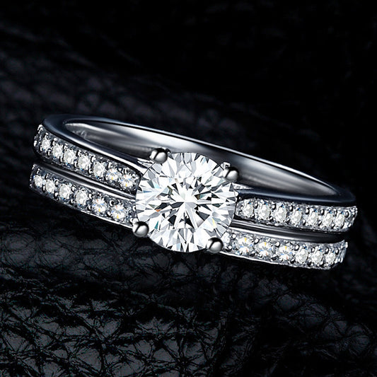 Double Layer Ring Set Wedding Ring European And American Plated 925 Silver Hand Jewelry