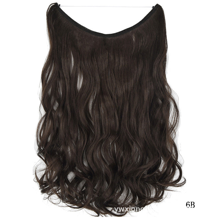 22 inches Invisible Wire No Clips in Hair Extensions Secret Fish Line Hairpieces Silky Straight Synthetic