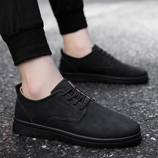 Men's casual black leather shoes