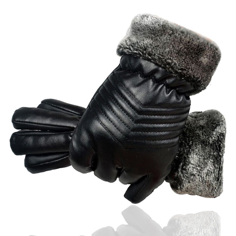 Guantes de cuero de invierno para hombre y mujer, guantes de lana grandes antideslizantes con pantalla táctil, gruesos, resistentes al frío y cálidos, para ciclismo