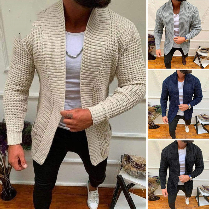 Striped Casual Knitted Cardigan Jacket Men