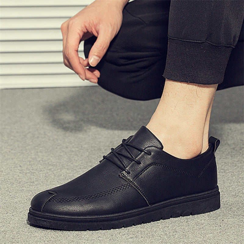 Men's casual black leather shoes