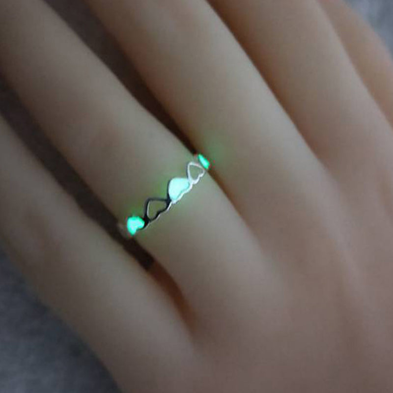 Luminous Heart Ring Glow-in-the-dark Adjustable Love Rings