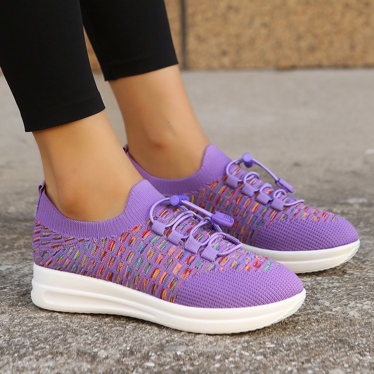 Casual Fashion Running Shoes Flying Woven Women's Breathable Shoes