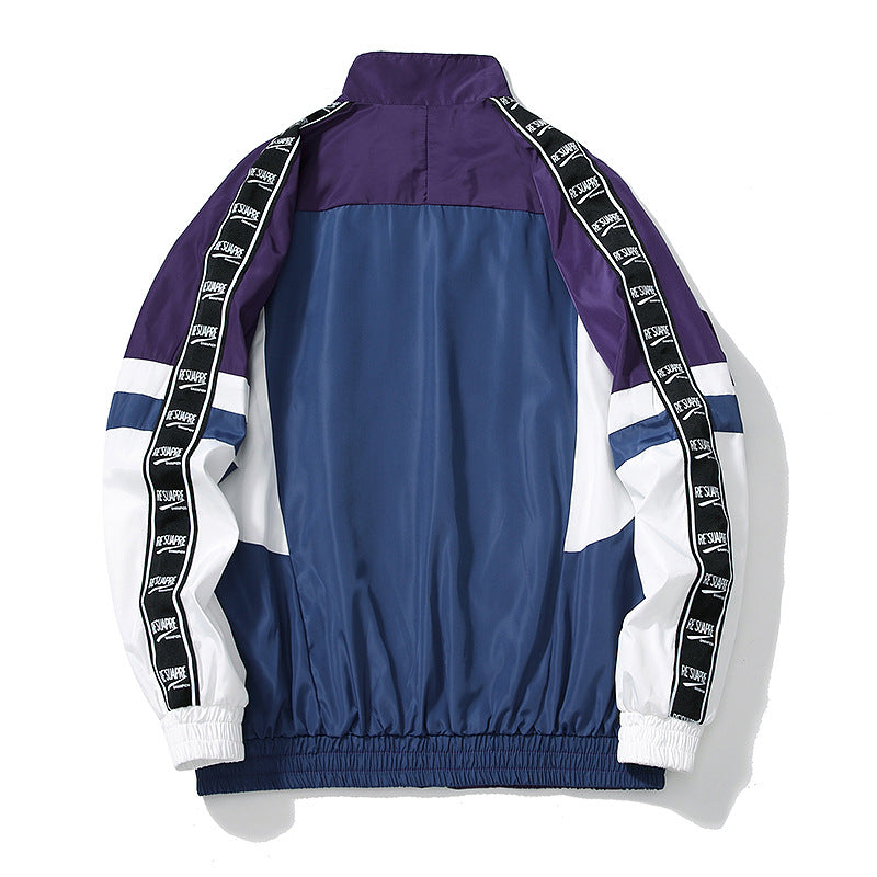 Hip-hop String Standard Color Block Jacket