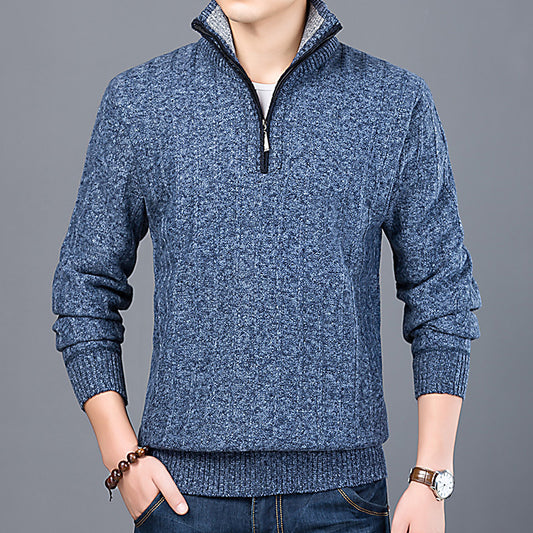 Thickened Half High Neck Long Sleeve Sweater Men