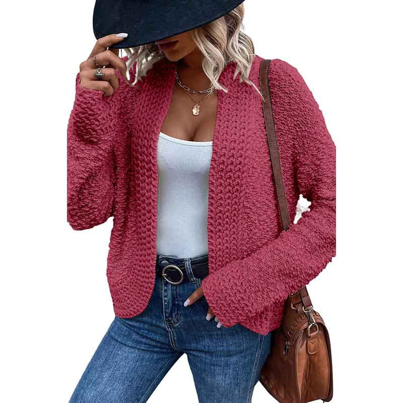 Simple Solid Color Outerwear Knitwear For Women