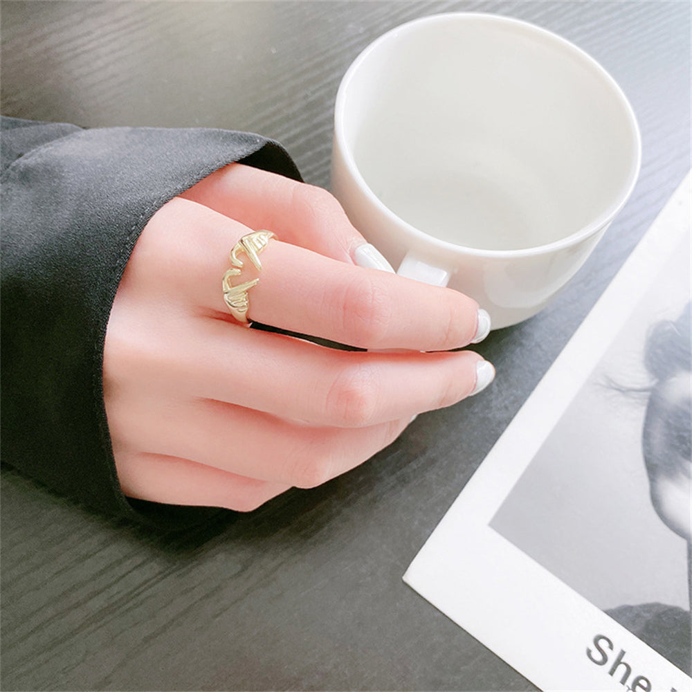 Romantic Heart Hand Hug Fashion Ring For Women Couple Jewelry Silver Color Punk Gesture Wedding Men Finger Accessories Gifts