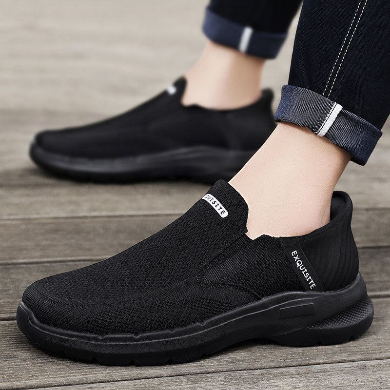 Plus Size Slip-on Lofter Loafers Men's Fly Woven Mesh Breathable Casual Shoes