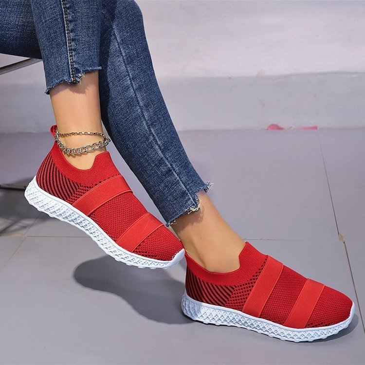 Autumn Set Of Feet Elastic Decoration Flying Woven Casual Shoes Women