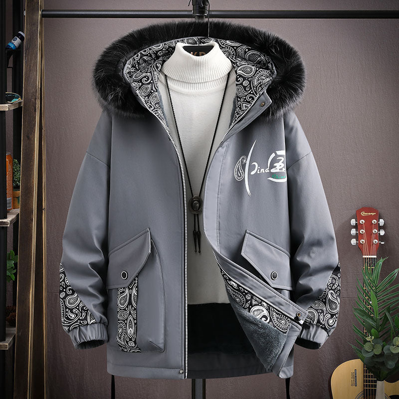 Men's Fashion Velvet Padded Thickened Cotton-padded Coat