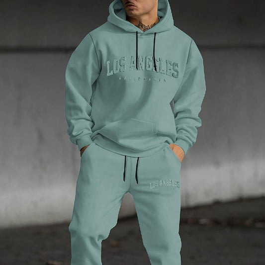 Letter Printed Men's Casual Sweater Suit