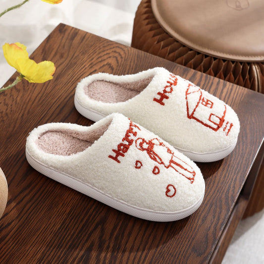 Men's And Women's Fashion Platform Plush Cotton Slippers