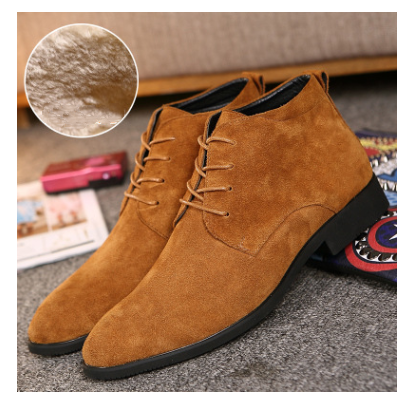 Winter, suede, low-cut men's shoes, business sanding, top layer, leather, breathable and velvet leather shoes, England