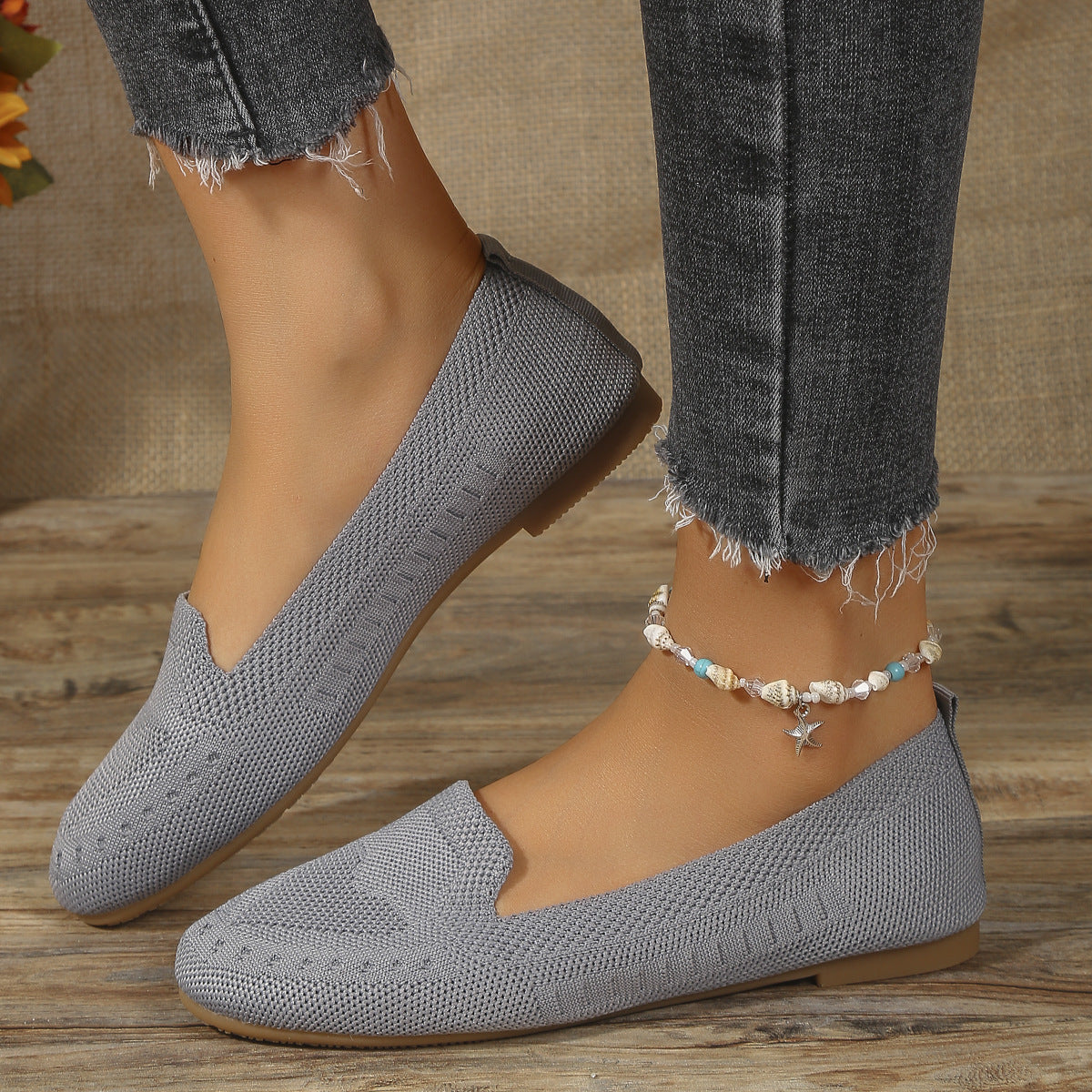 Women's Fashion Round Toe Flat Bottom Flying Woven Shoes