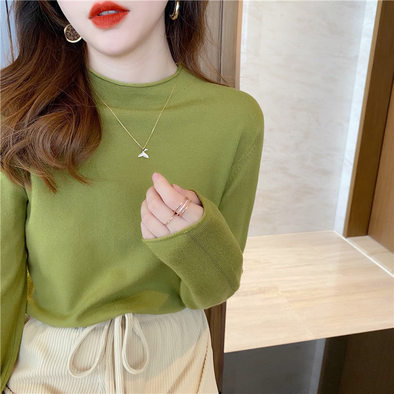 Spring And Autumn New Thin Mock Neck Sweater Women