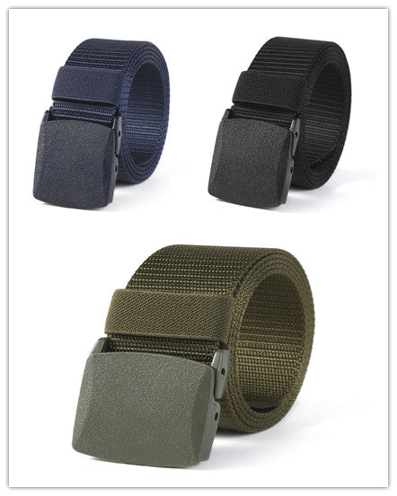 Men's Canvas Belt With Hypoallergenic Metal Plastic Buckle Casual Fabric