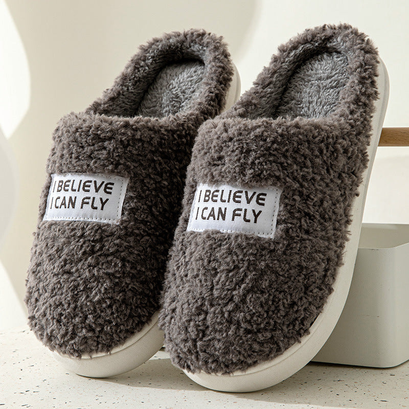 Cartoon Plush Cotton Slippers Women's Winter Warm Dormitory Non-slip