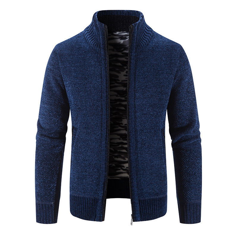 Men's Jacket Knitwear Autumn And Winter Fleece Lined Padded Warm Keeping Cardigan Product information: Color: 8811 navy blue, 8811 Black, 8811 wine red, 8811 light gray, 8811 dark gray Suitable for people: Plus size Size: M,L,XL,2XL,3XL Version: Loose Sty