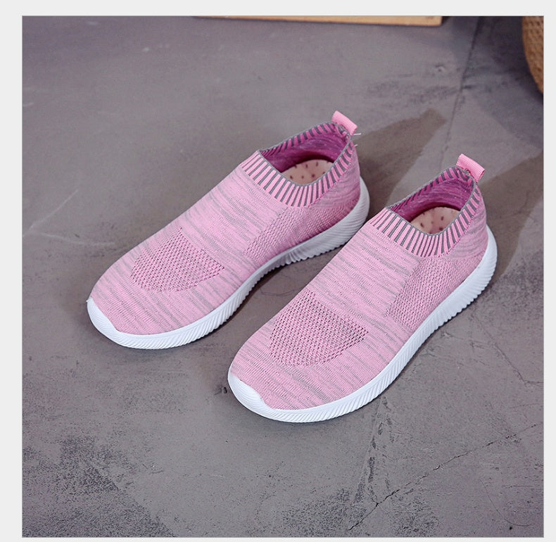 Spring new low help female flying woven mesh round head flat with single shoes deep mouth set foot comfortable flat bottom large code tide