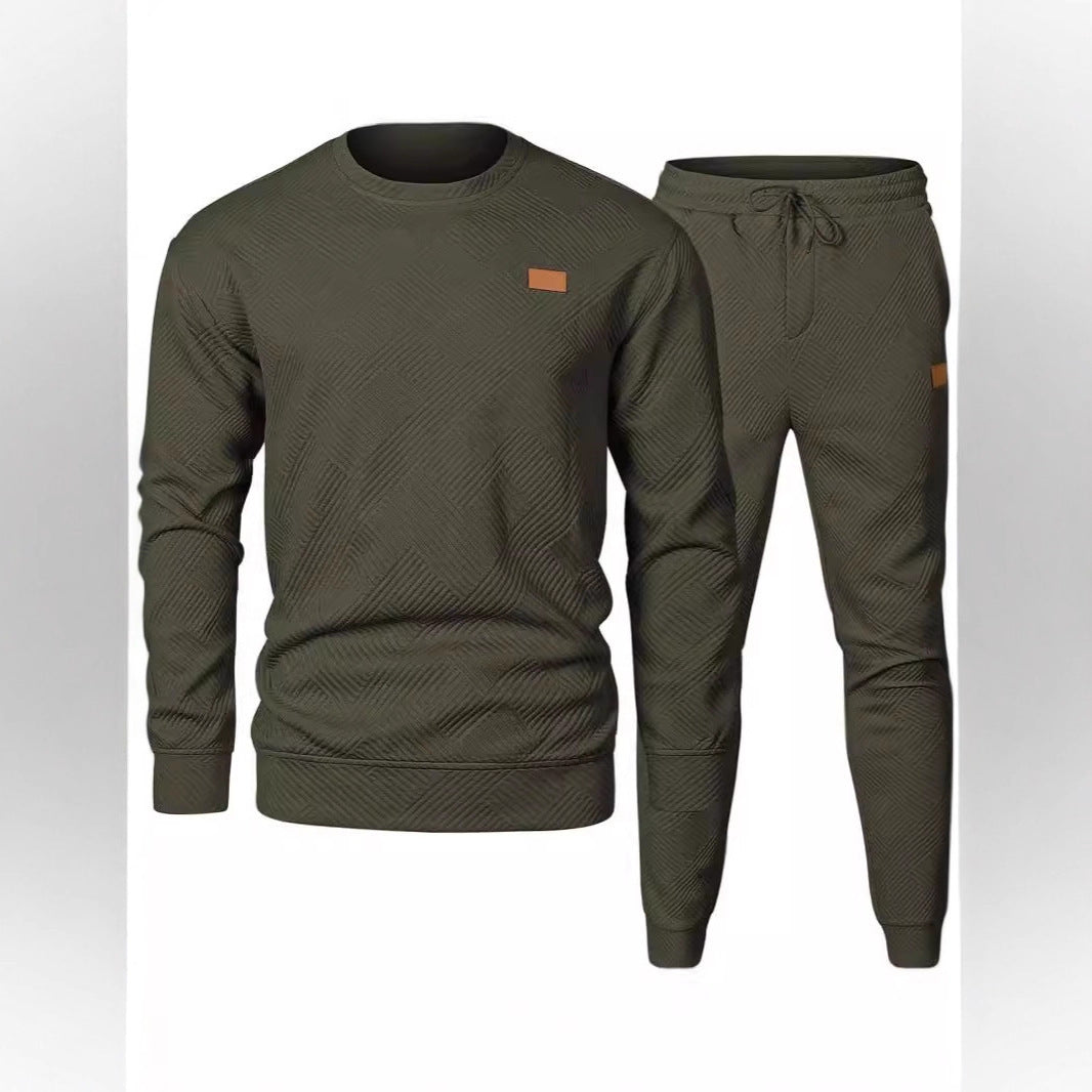 Men's Sports Casual Versatile Round Neck Sweater Set