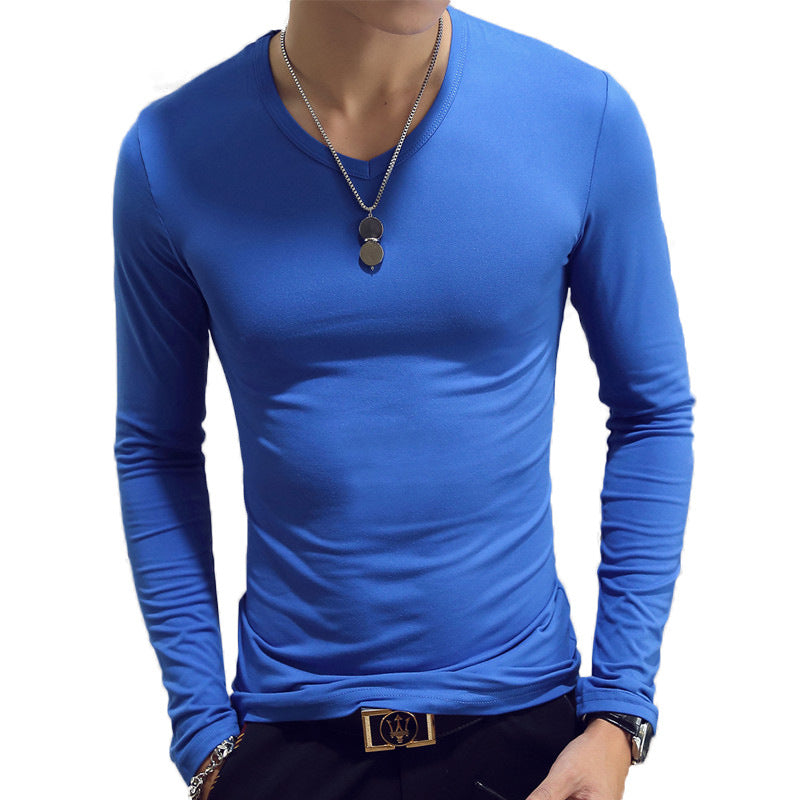 Slim-Fit Solid Color Round Neck Pullover Men's