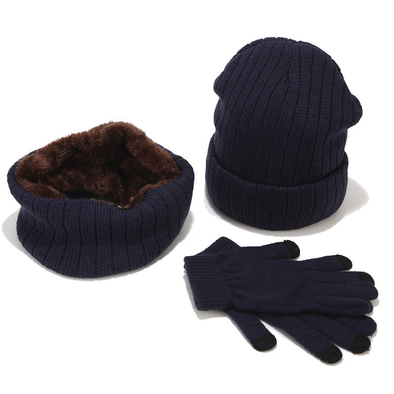 Scarf And Hat Gloves Three-piece Suit Men And Women Couple Winter Woolen Knitted Hat