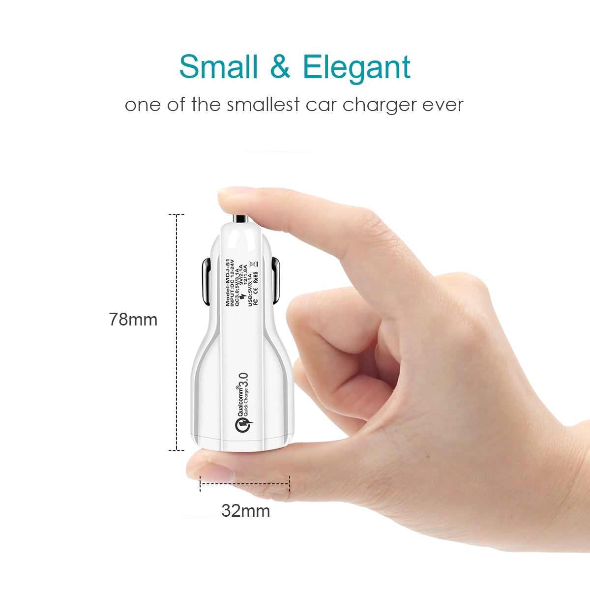 Quick Charge 3.0 Autoladegerät für Mobiltelefon Dual USB Autoladegerät Qualcomm Qc 3.0 Schnellladeadapter Mini USB Autoladegerät