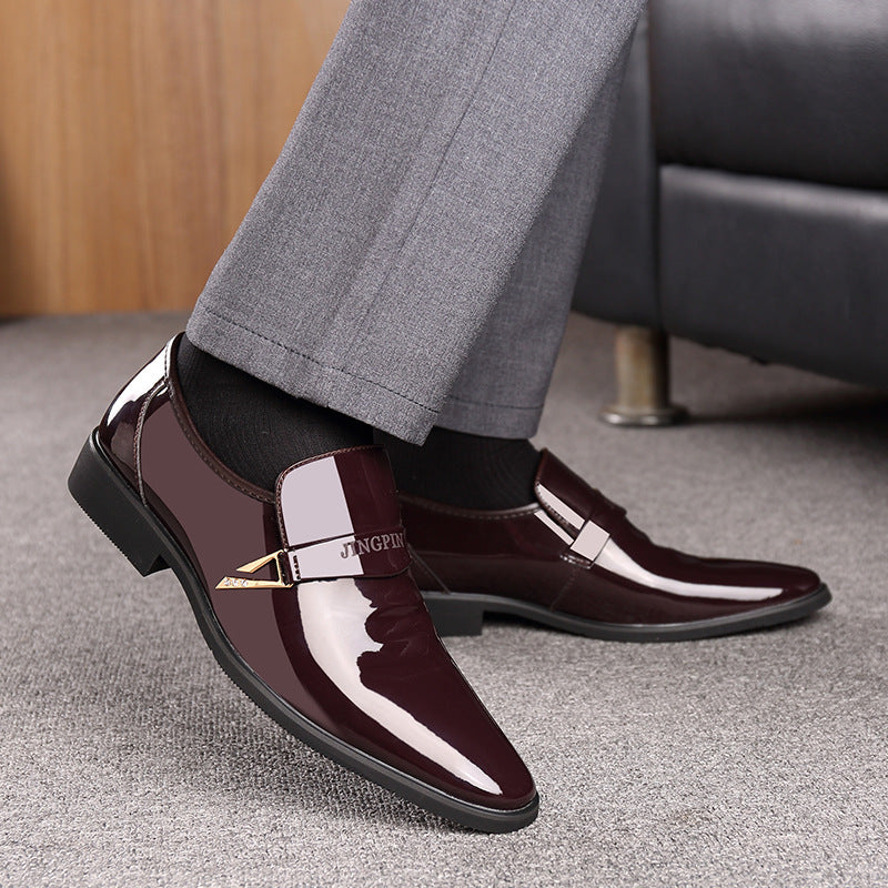 Men's business dress breathable plush cotton leather shoes