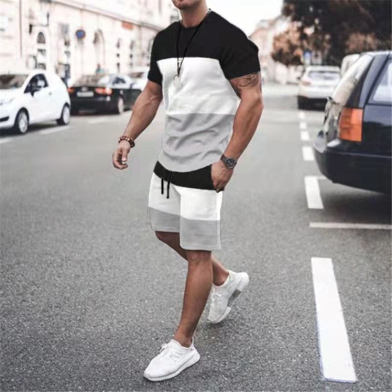 Men's Loose Fashion Casual Round Neck T-shirt Two-piece Set Product information: Fabric name: Polyester Main fabric composition: acetate fiber Size: XXS,XS,S,M,L,XL,XXL,XXL,XXXXL,5XL,6XL Suitable season: Summer Style: Casul Size: Note: 1. Asian sizes are