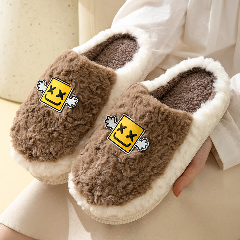 Cartoon Plush Cotton Slippers Women's Winter Warm Dormitory Non-slip