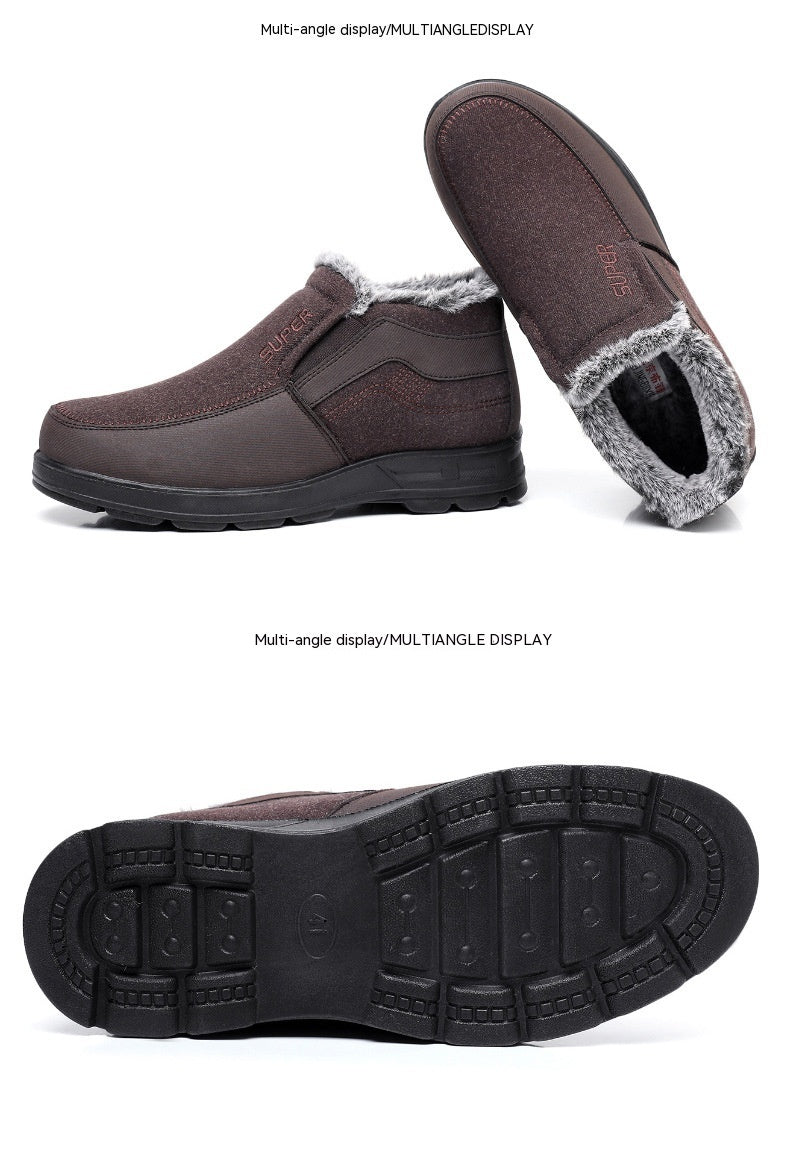 Men's Cotton Shoes Fleece-lined Warm Middle-aged And Elderly