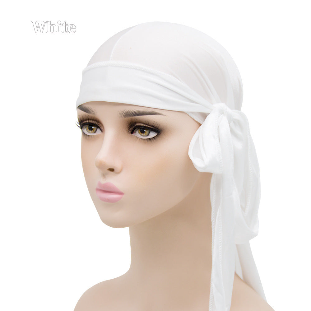 Imitation Silk Long Tail Turban Hat Silk Pirate Hat