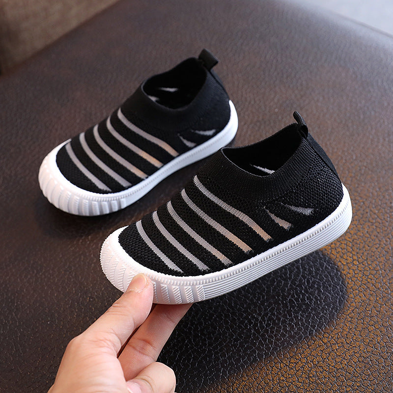 Spring And Autumn Sports Boys' Flying Woven Fabric Mesh Surface Shoes