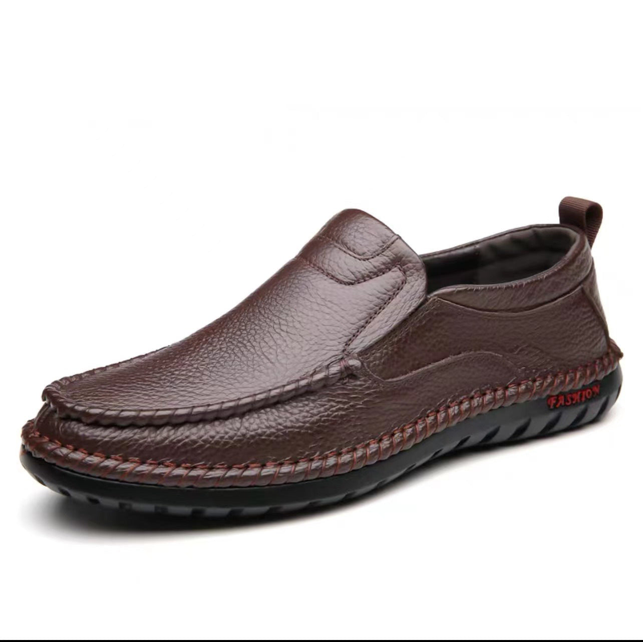 Cowhide Slip-on Leather Non-slip Casual Men's Shoes