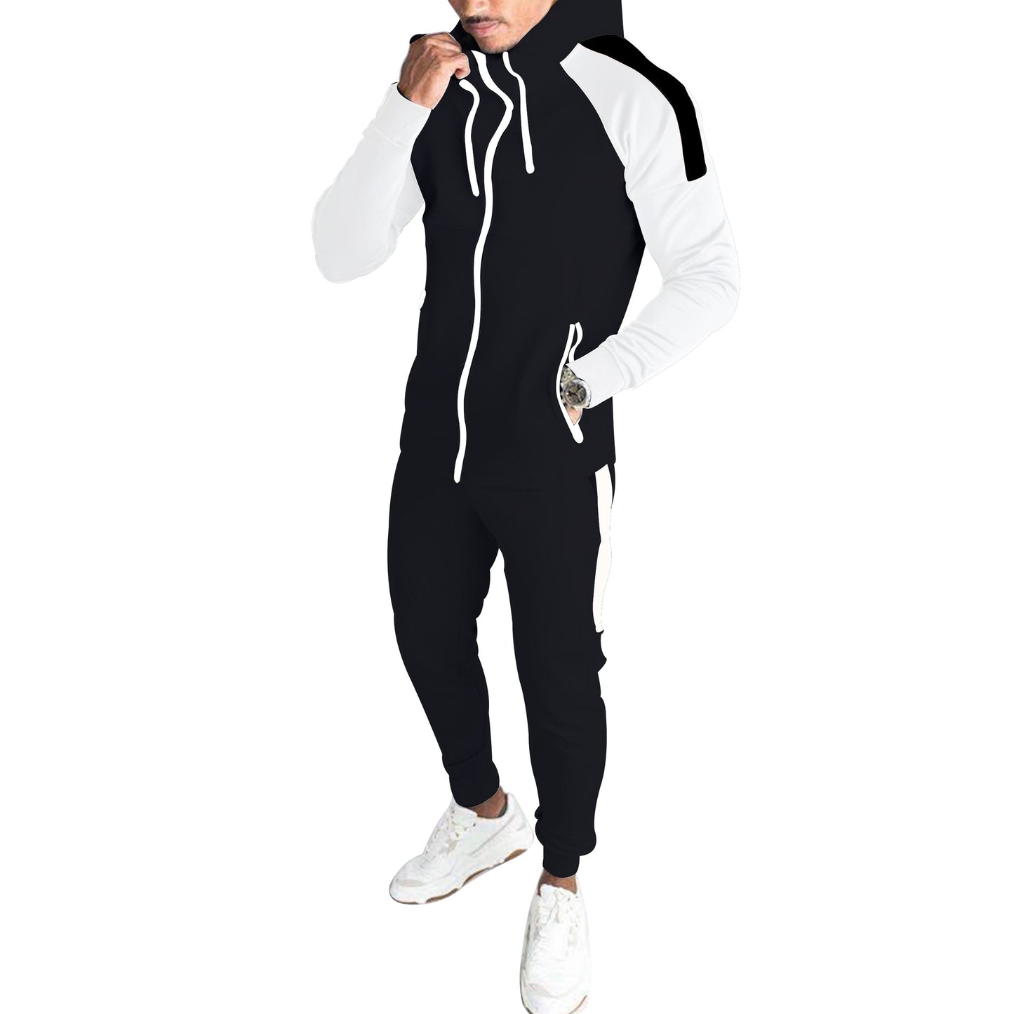 Men's Casual New Style Hoodie Solid Color Sweater Sweatpants Suit