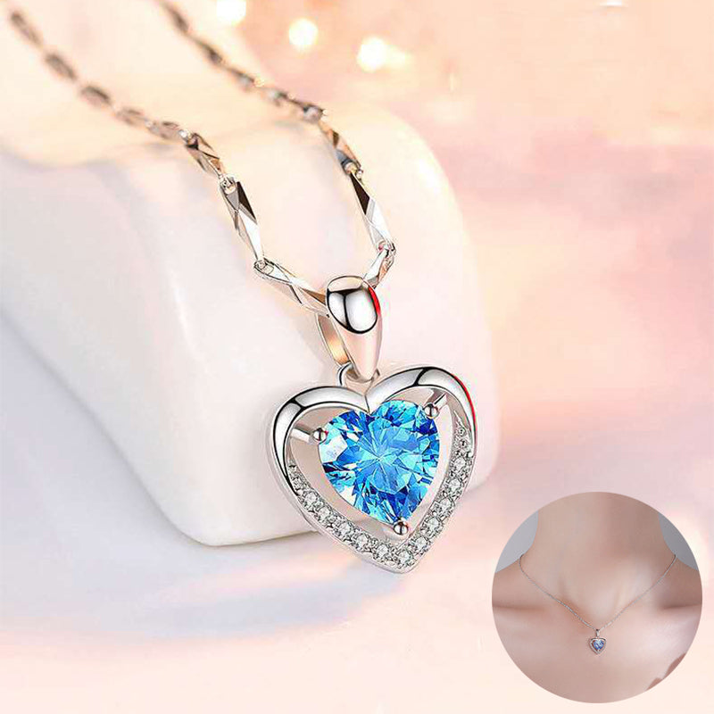 Collar de diamantes de imitación en forma de corazón 925, Collar personalizado de lujo para mujer, joyería, regalo de San Valentín