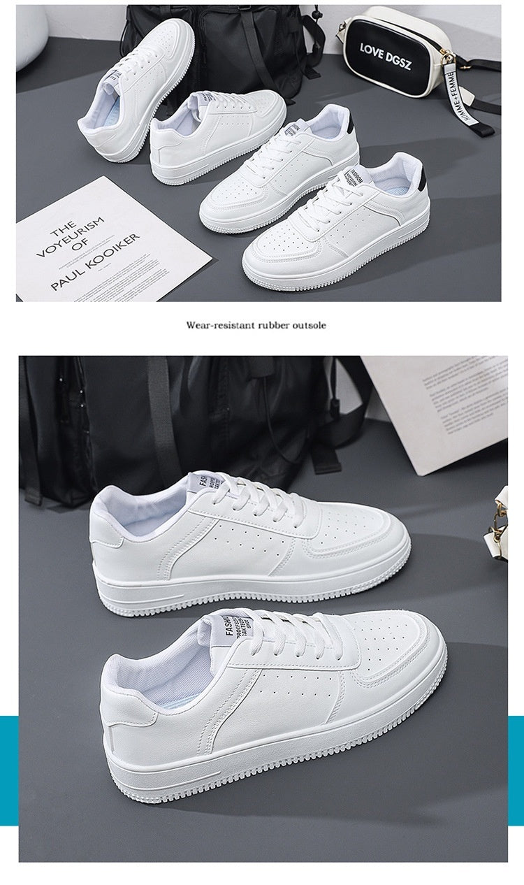 Breathable Men's Summer Sports Leisure Solid White Shoes