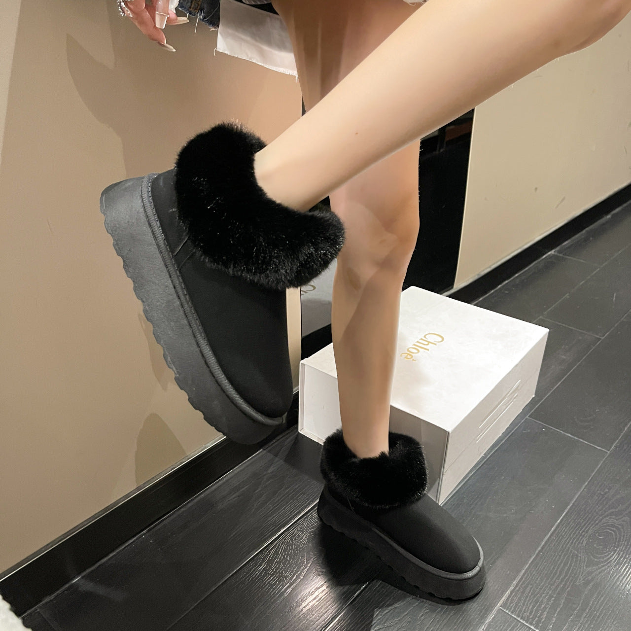 Korean Version Round Toe Slip-on Short Snow Boots