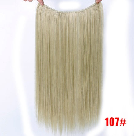 24" Invisible Wire No Clips In Hair Extensions Secret Fish Line Hairpieces Synthetic Straight Wavy Hair Extensions