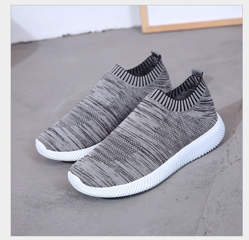 Spring new low help female flying woven mesh round head flat with single shoes deep mouth set foot comfortable flat bottom large code tide